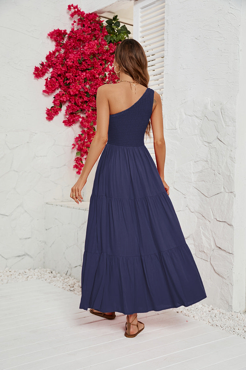 Women's Slim Slant Neck Swung Dress CD549