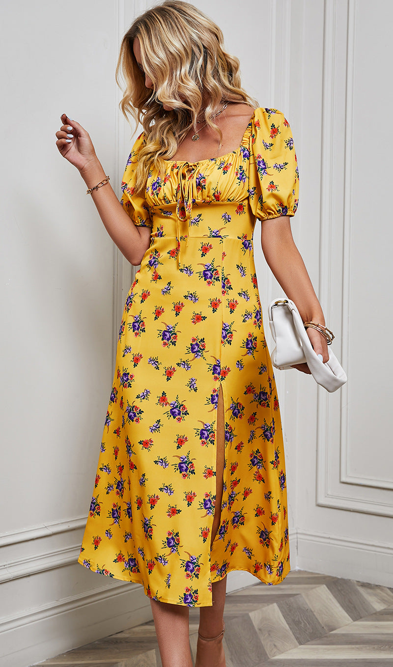 Women's Slim Split Floral Dress CD541