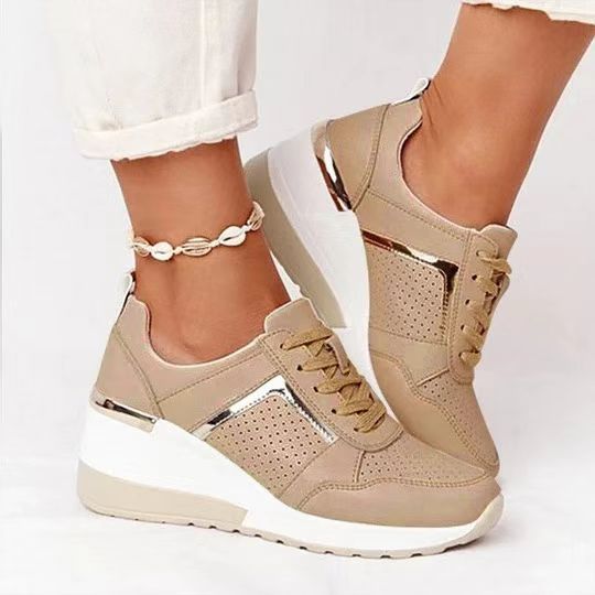 Women's Thick Sole Wedge Heel Strap Mesh Sneaker CD508
