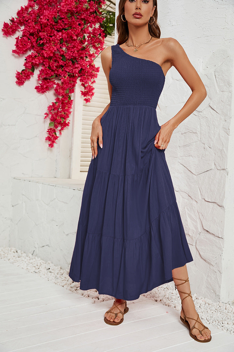 Women's Slim Slant Neck Swung Dress CD549