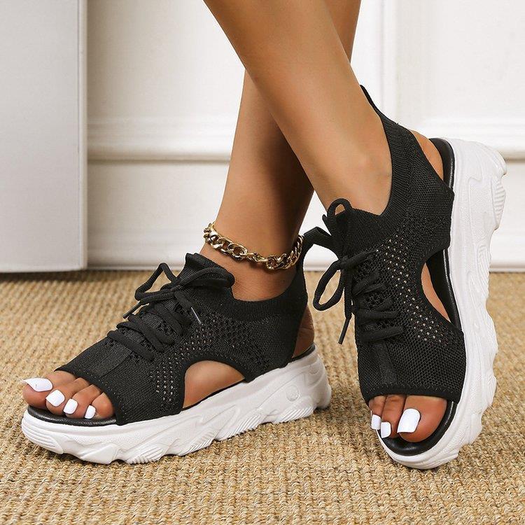 Women's Fish Mouth Thick Bottom Flyknit Casual Sandal CD509