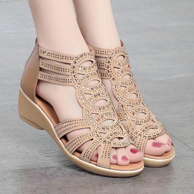 Women's Soft Leather Soft Sole Wedge Sandals CD505