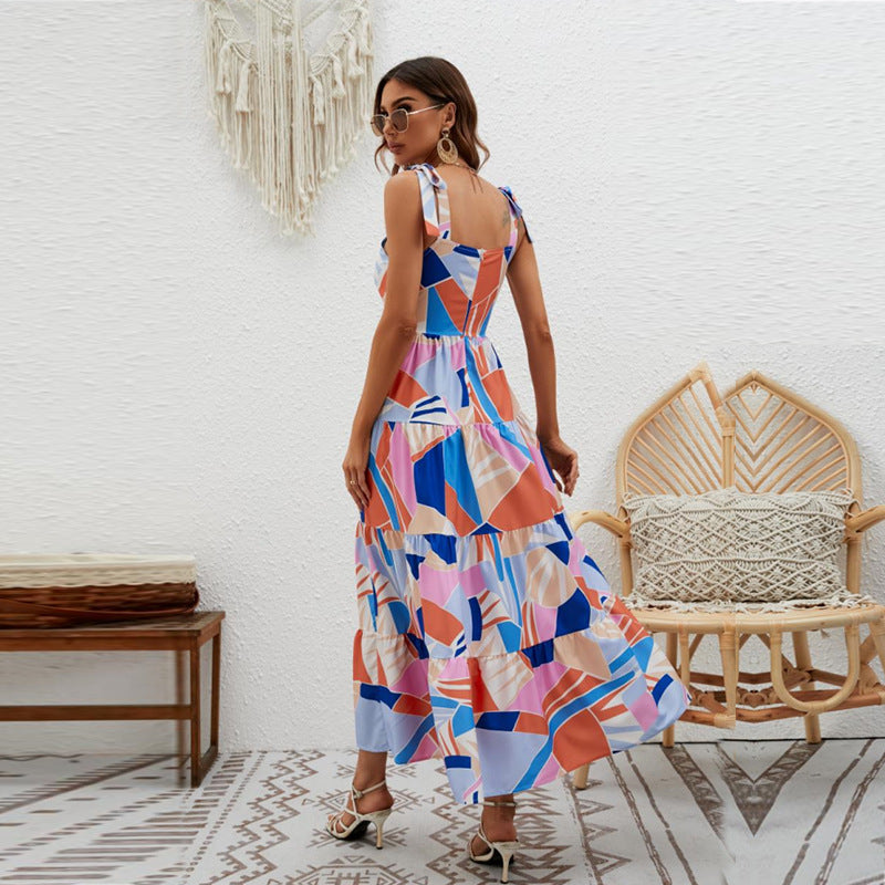 Women's Stripe High Waist Strap Dress CD518