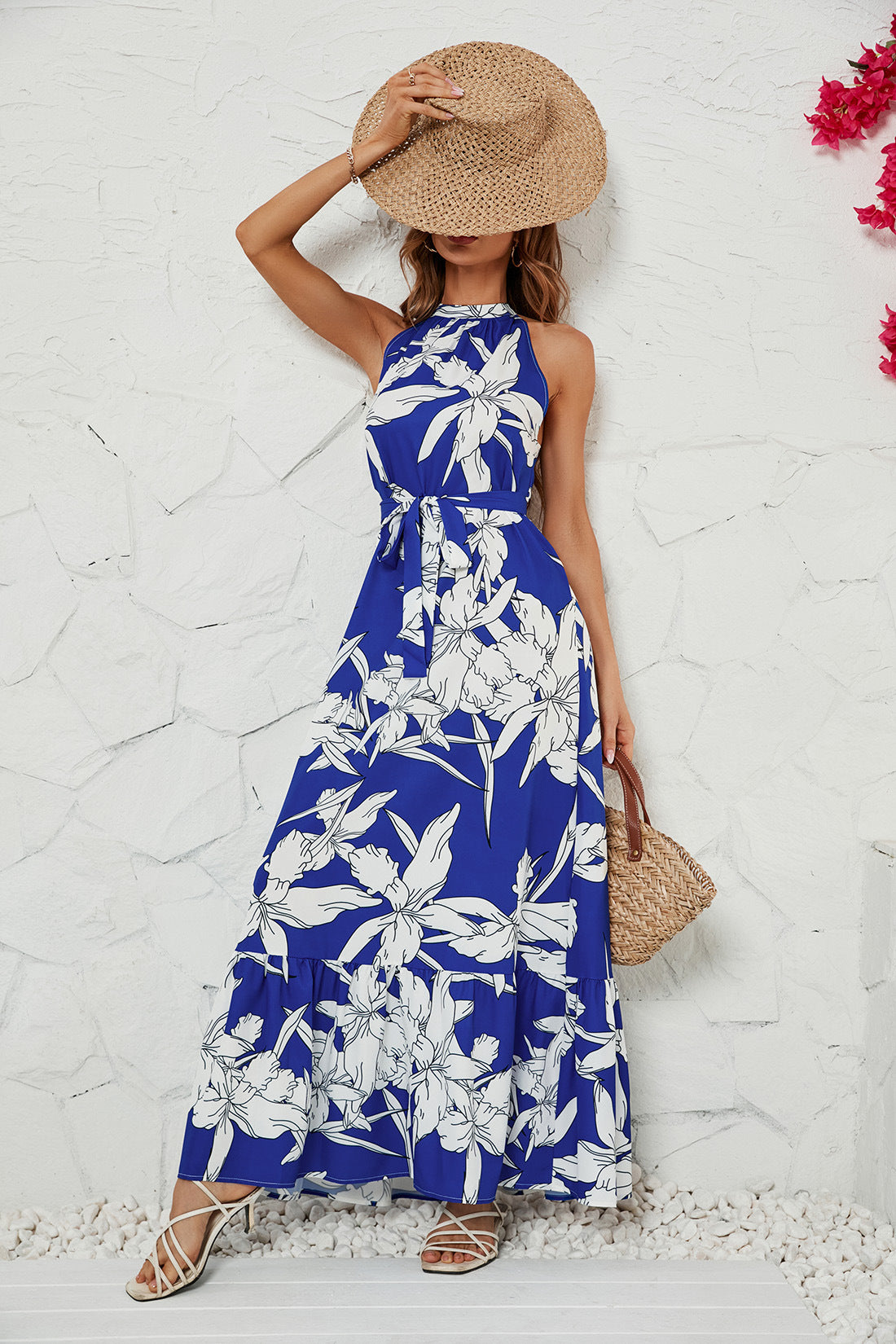 Women's Printed Round Neck Sexy Dress CD555