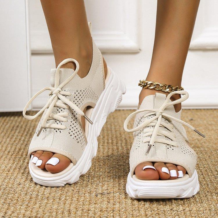 Women's Fish Mouth Thick Bottom Flyknit Casual Sandal CD509