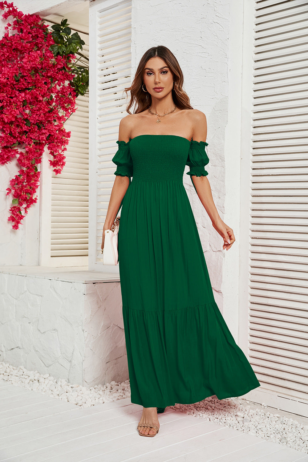 Women's Off Shoulder Short Sleeve Off Back Dress CD588
