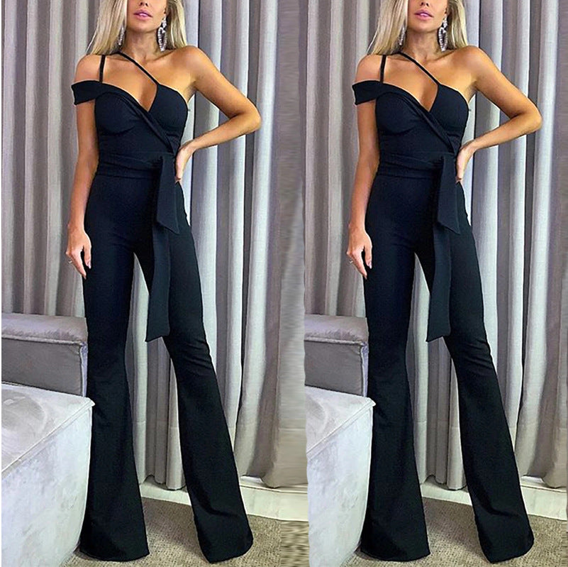 Raglan Sleeve Jumpsuit Slim Fit Pants CD649