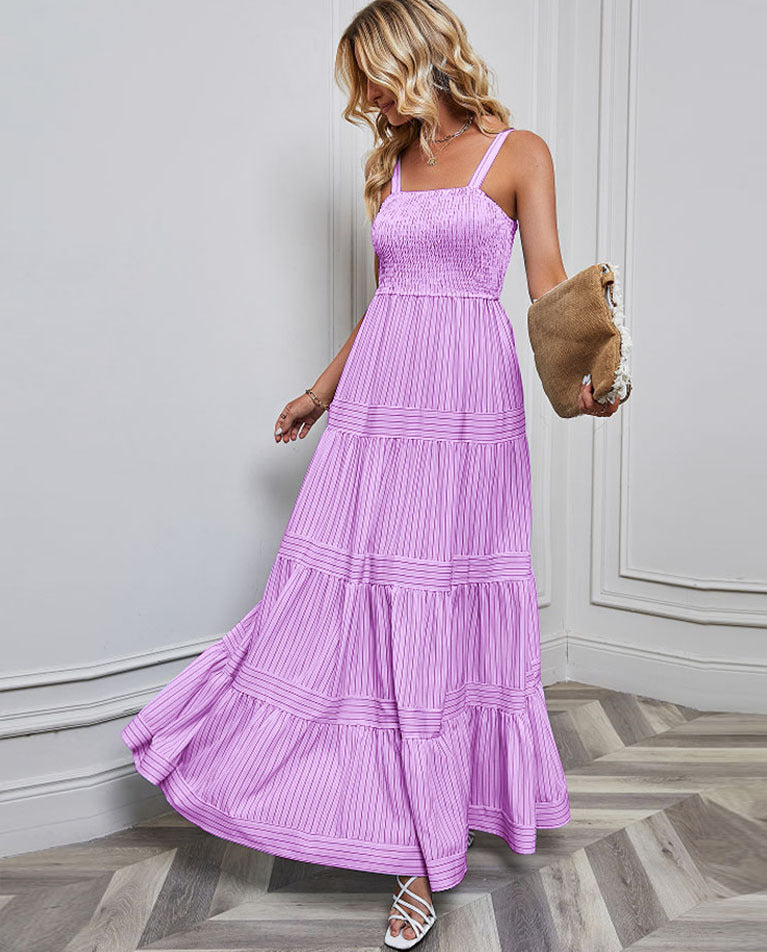 Women's Suspender Striped Holiday Dress CD527