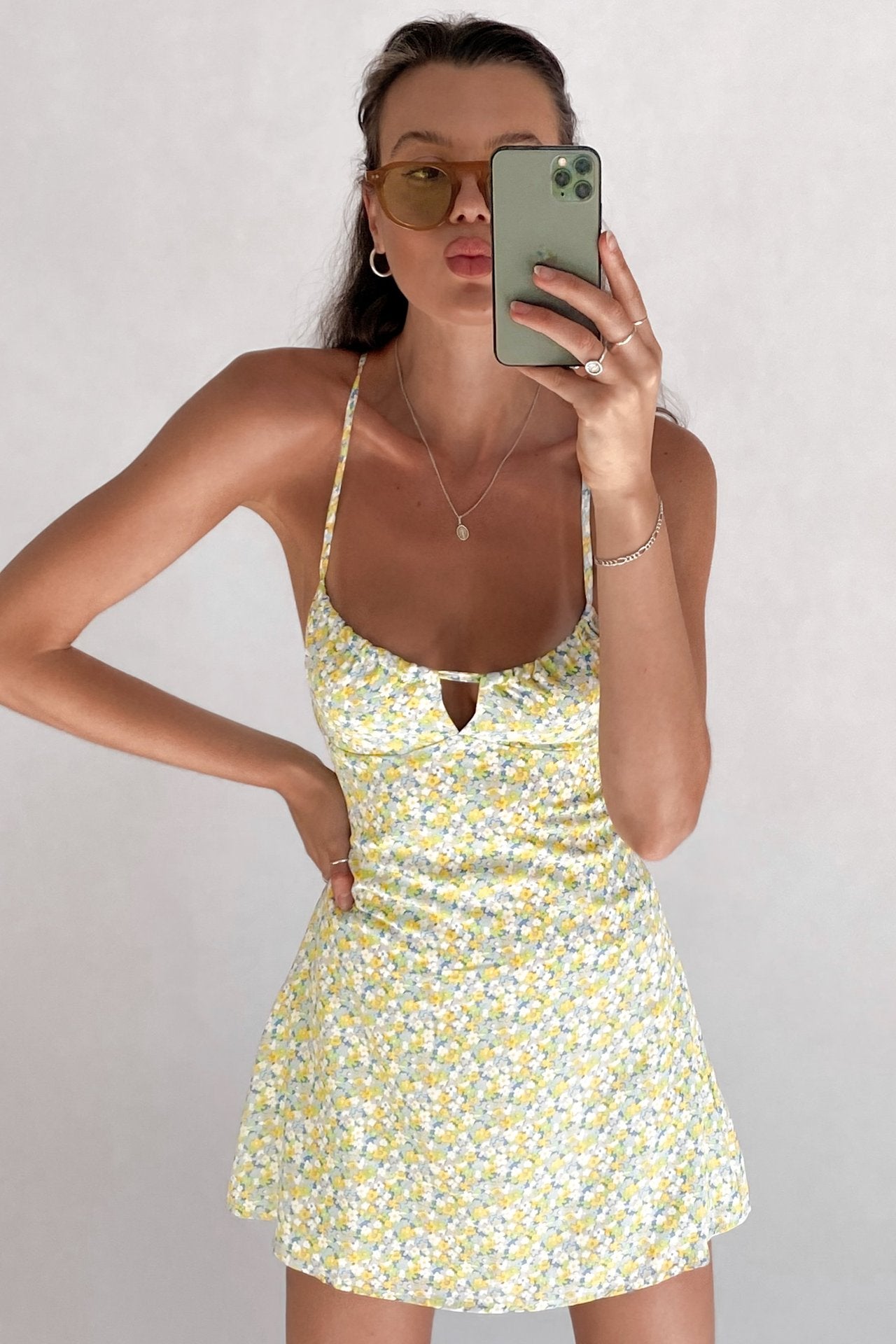 Sexy Floral Floral Print Strap V-neck Dress CD214