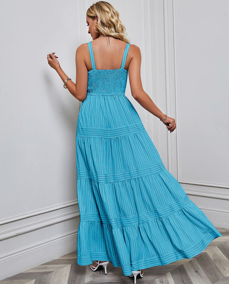 Women's Suspender Striped Holiday Dress CD527