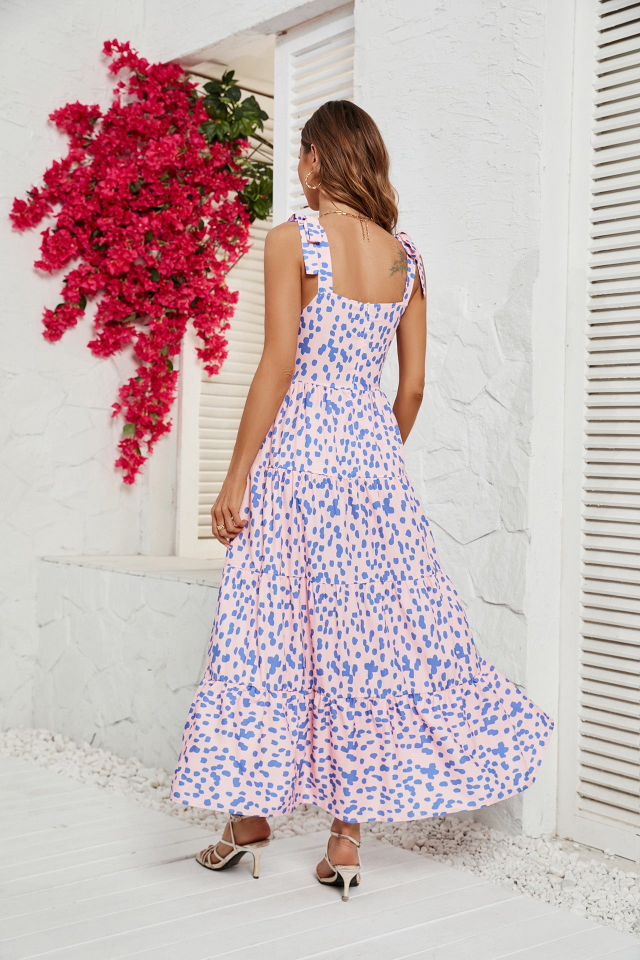Women's Stripe High Waist Strap Dress CD518