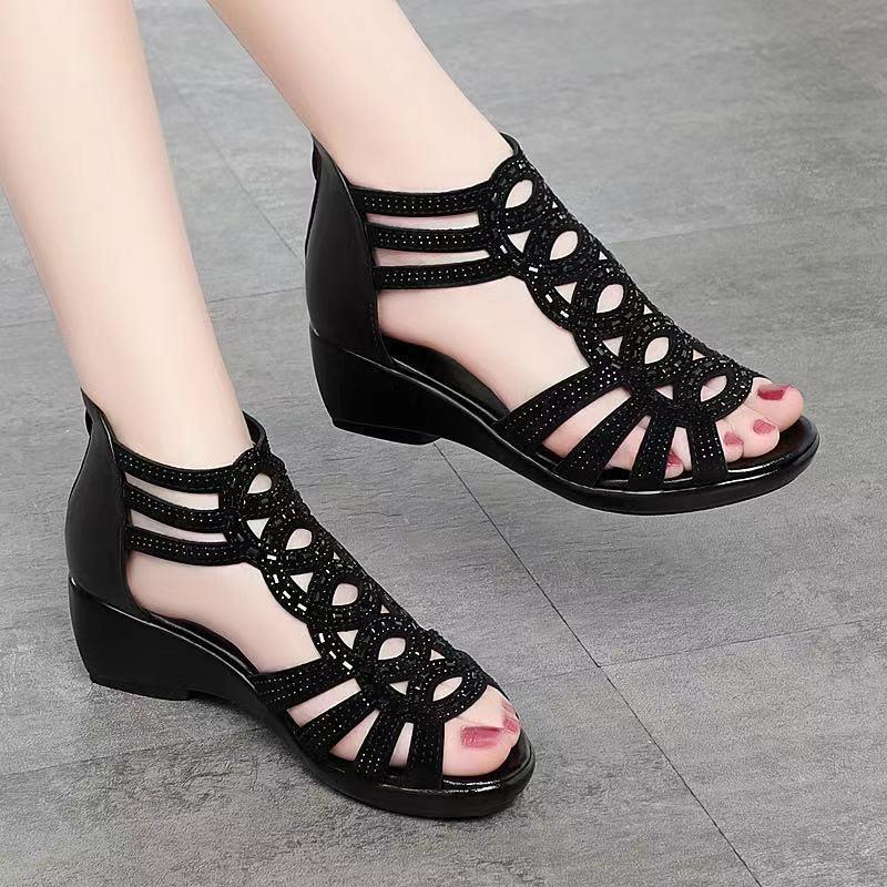 Women's Soft Leather Soft Sole Wedge Sandals CD505