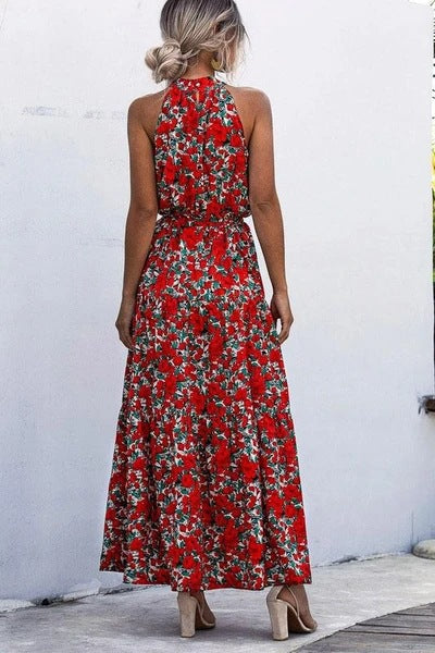 Crewneck Sleeveless High-rise Floral Dress CD336