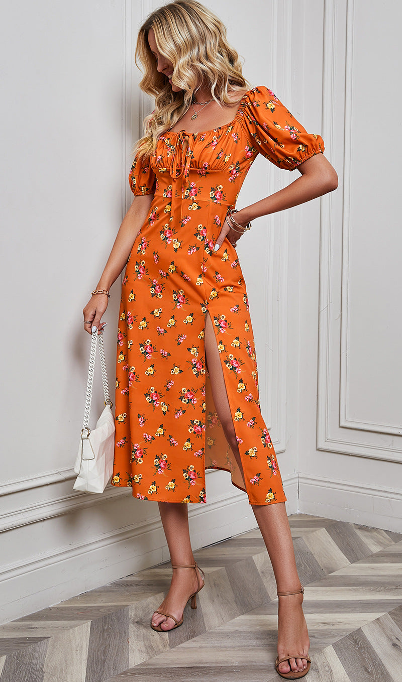 Women's Slim Split Floral Dress CD541