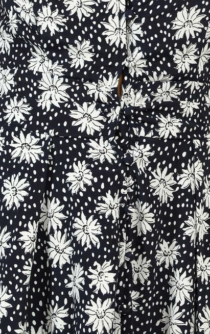 Printed Strap Sleeveless V-Neck High Waist Dress CD370