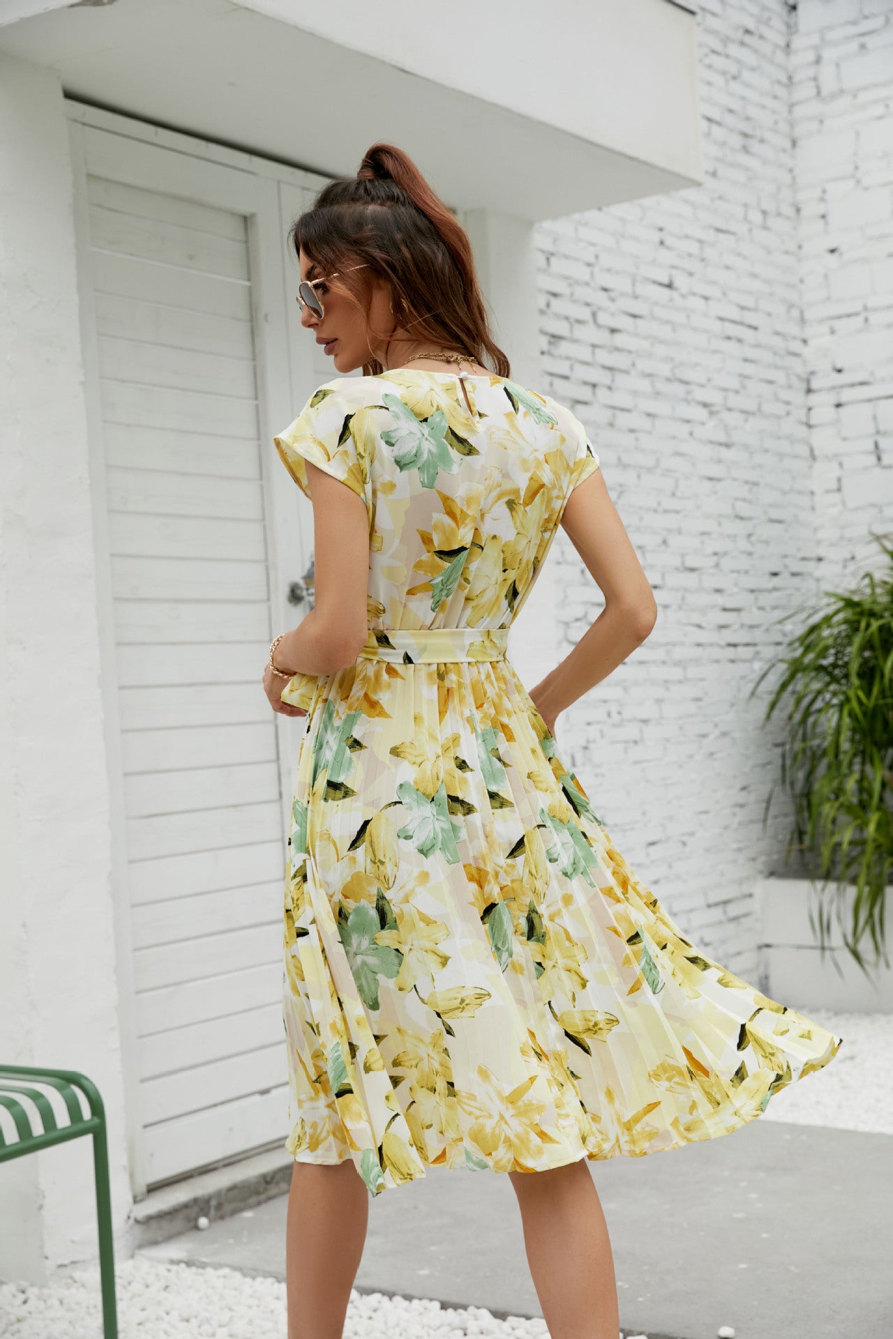 Women's Short Sleeve Crewneck Print Dress CD534