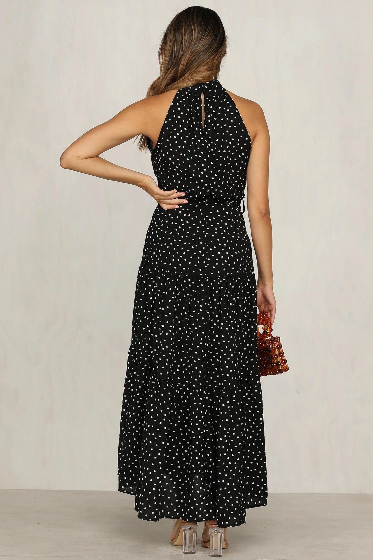 Polka Dot Ruffled Sleeveless Dress CD286