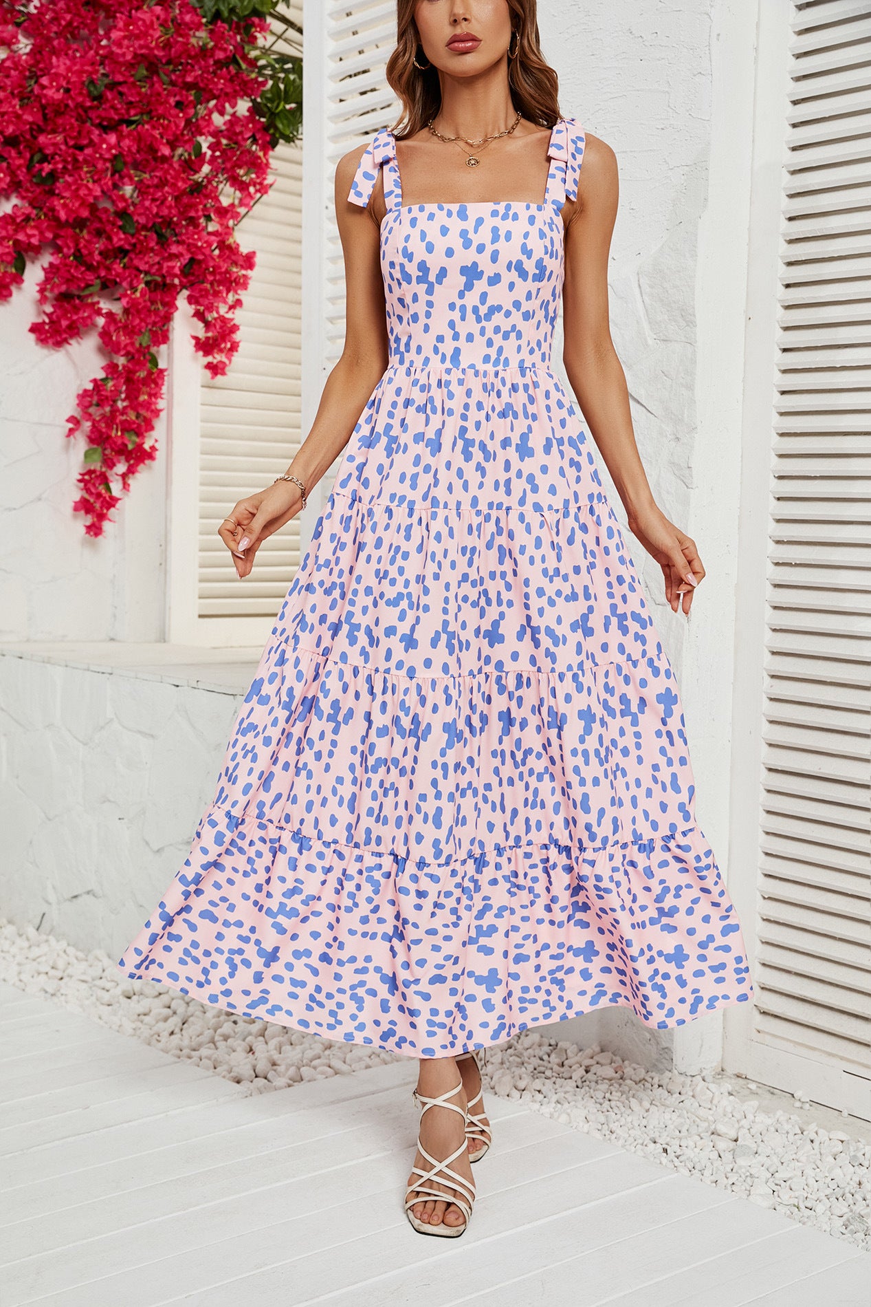 Women's Stripe High Waist Strap Dress CD518