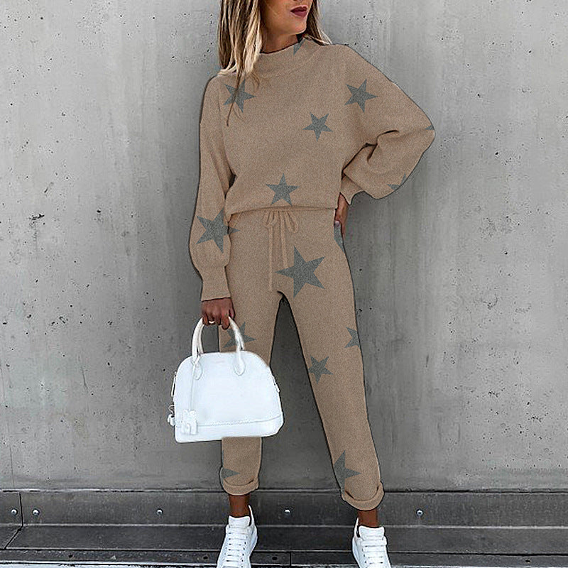 Tie Dye Print Turtleneck Long Sleeve Casual Set CD610