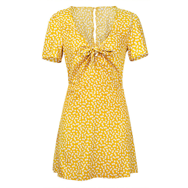 Short Sleeve V-neck Print Sexy Dress CD365
