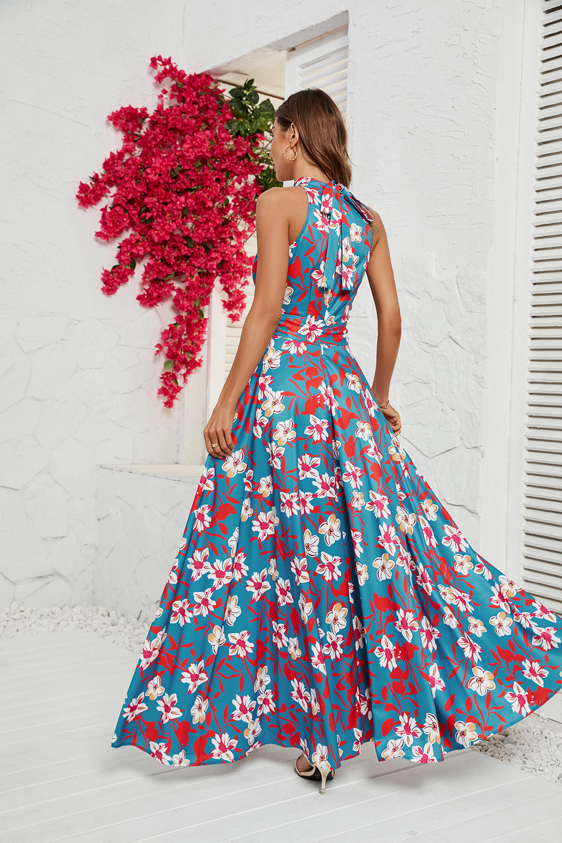 Women's Printed Round Neck Spice Dress CD572