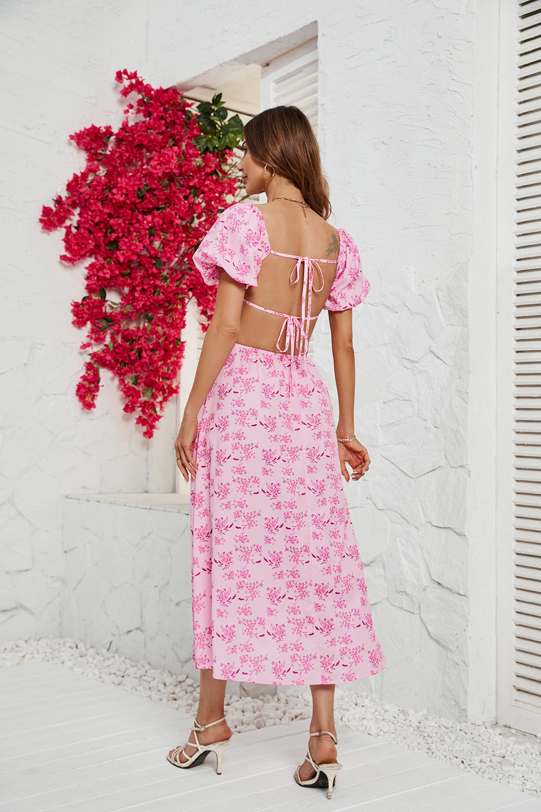 Women's Printed Square Neck Sweet Dress CD569