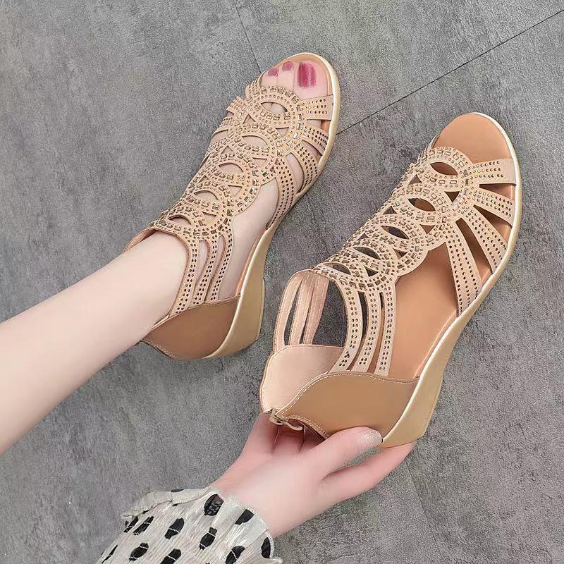 Women's Soft Leather Soft Sole Wedge Sandals CD505