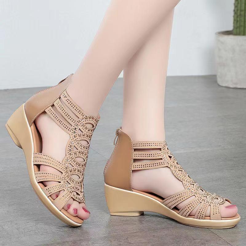 Women's Soft Leather Soft Sole Wedge Sandals CD505