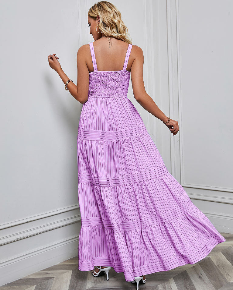 Women's Suspender Striped Holiday Dress CD527