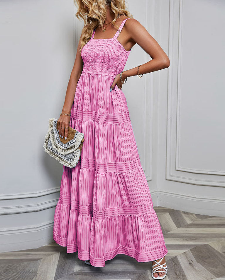 Women's Suspender Striped Holiday Dress CD527
