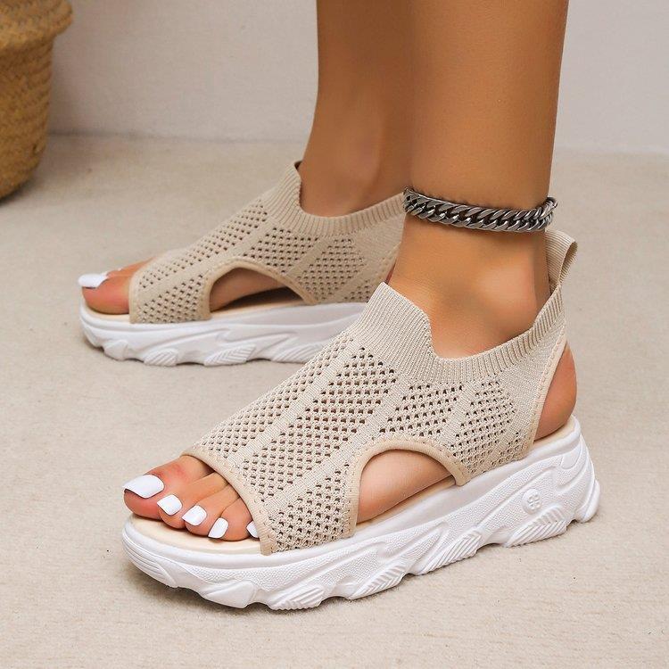 Women's Fish Mouth Thick Bottom Flyknit Casual Sandal CD509