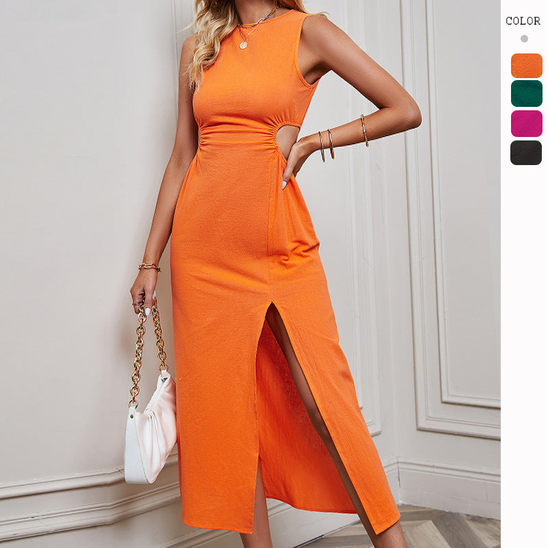 Women's Solid Split High Waist Dress CD515