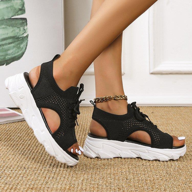 Women's Fish Mouth Thick Bottom Flyknit Casual Sandal CD509