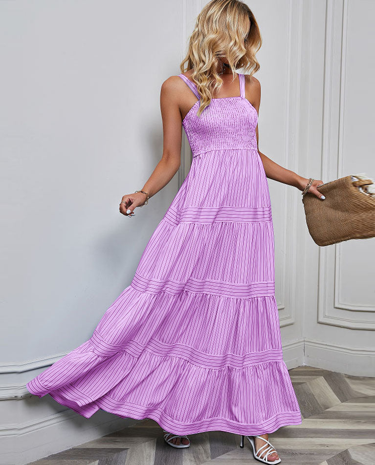 Women's Suspender Striped Holiday Dress CD527