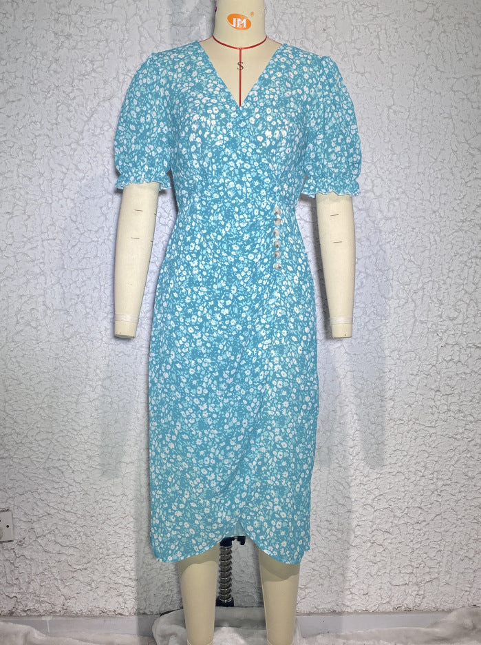 Women's Sexy Lantern Sleeve Floral Dress CD540