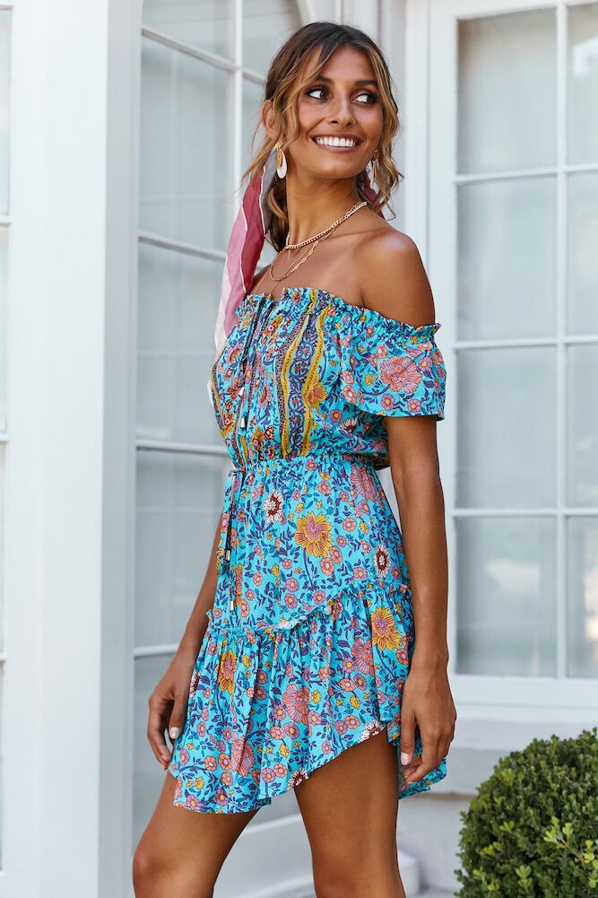 Printed Sleeveless Strapless Ruffled Dress CD361