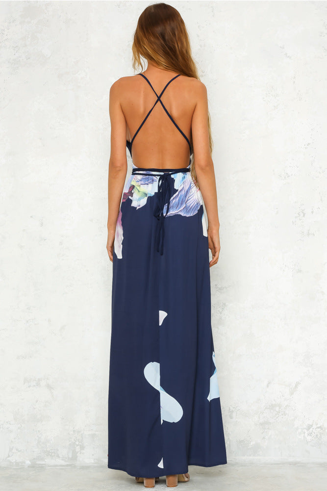 Sexy High Waist Open Back V-Neck Dress CD403