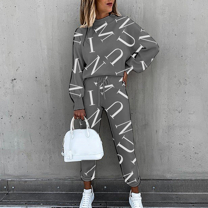 Tie Dye Print Turtleneck Long Sleeve Casual Set CD610