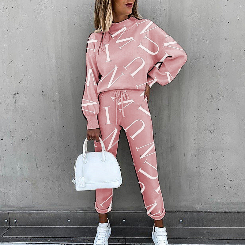 Tie Dye Print Turtleneck Long Sleeve Casual Set CD610