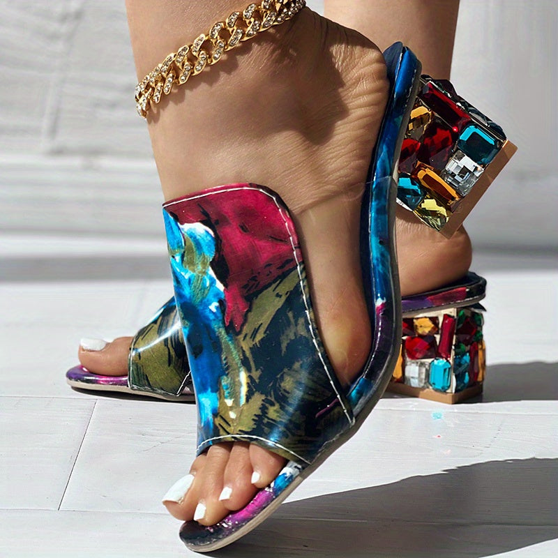 Women's Rhinestone Low Heels Block Heel Sandals CD423