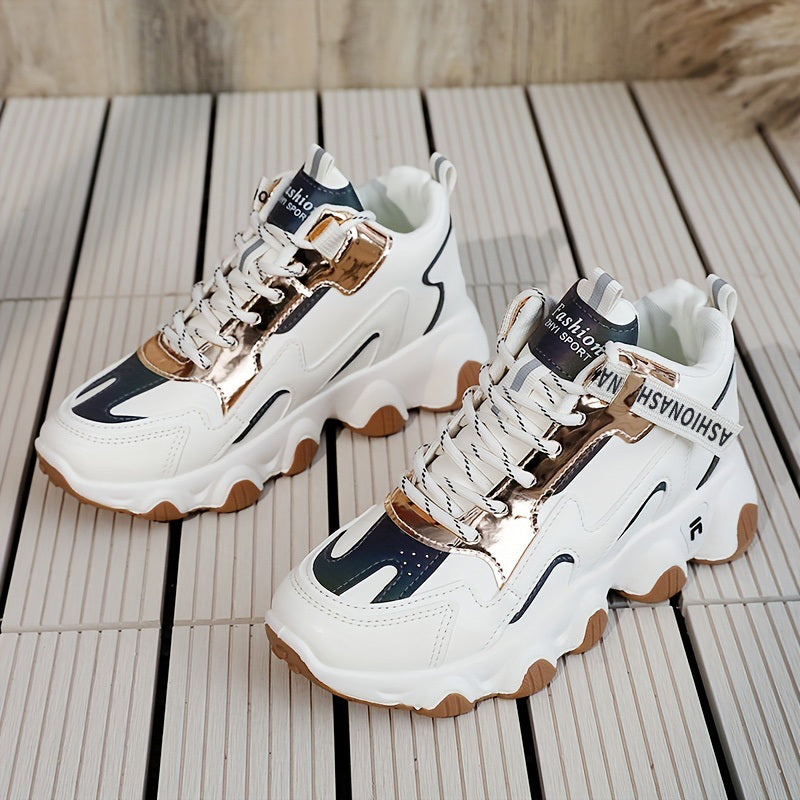 Women's Thick Sole Non-slip Waterproof Lace-up Sneakers CD419