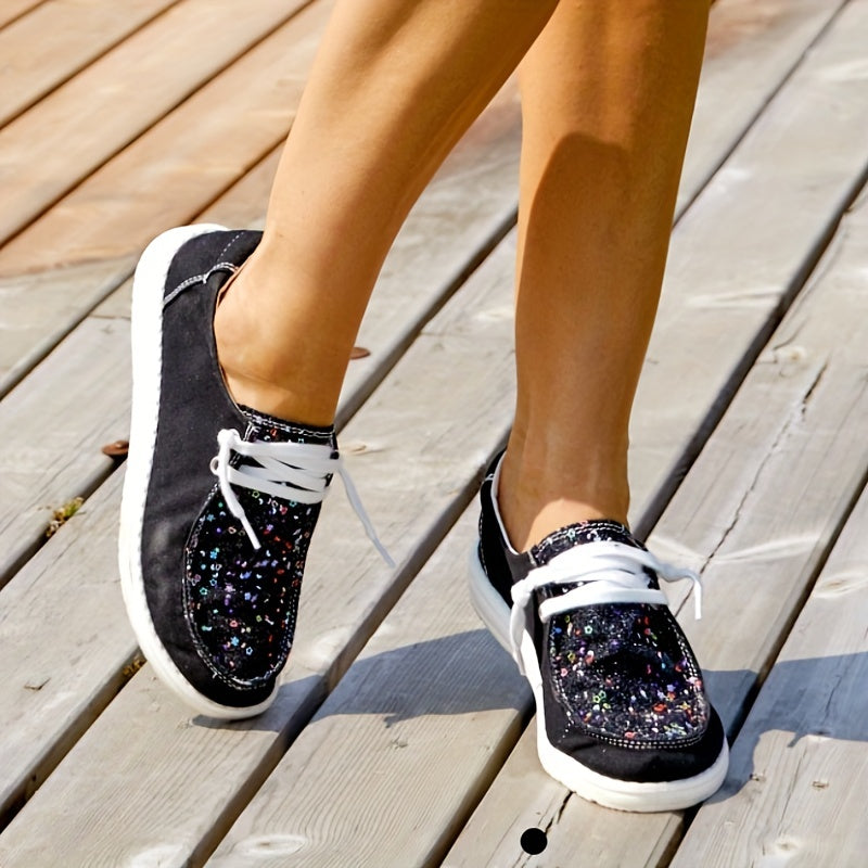 Women's Bling Sequins Flat Loafers Sneakers CD408
