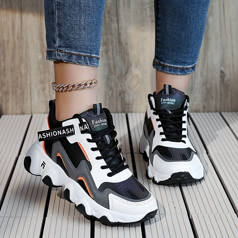 Women's Thick Sole Non-slip Waterproof Lace-up Sneakers CD419