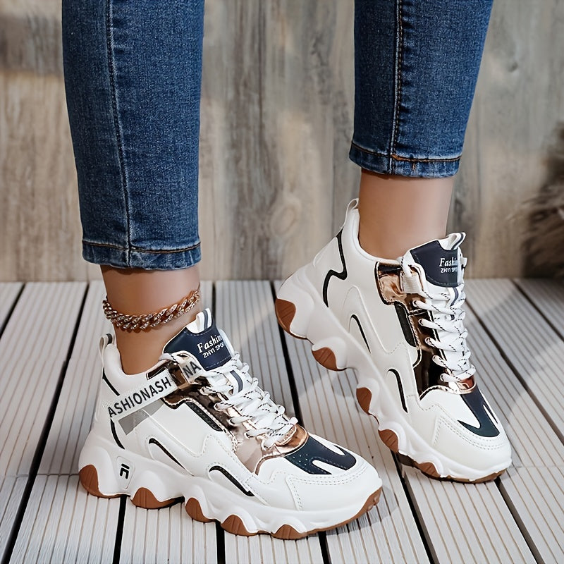 Women's Thick Sole Non-slip Waterproof Lace-up Sneakers CD419