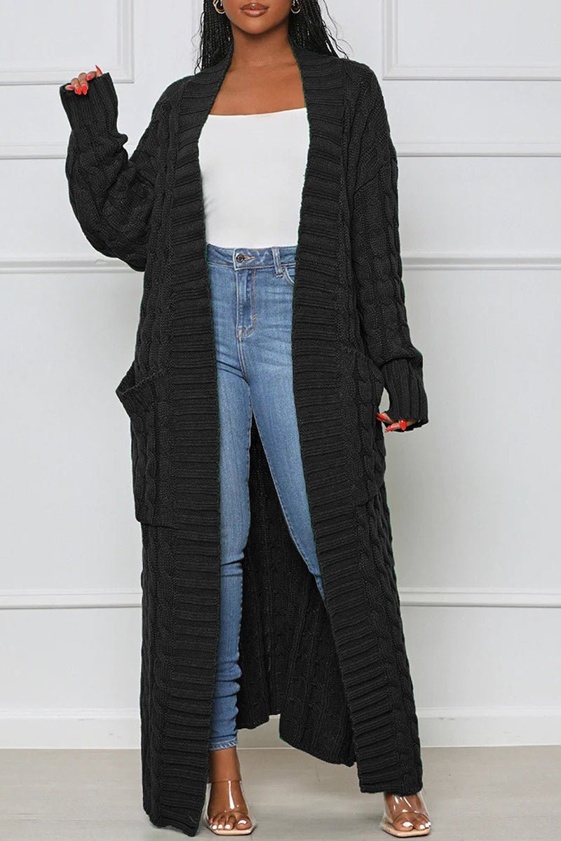 Women's Stylish Solid Color Knitted Sweater Coat