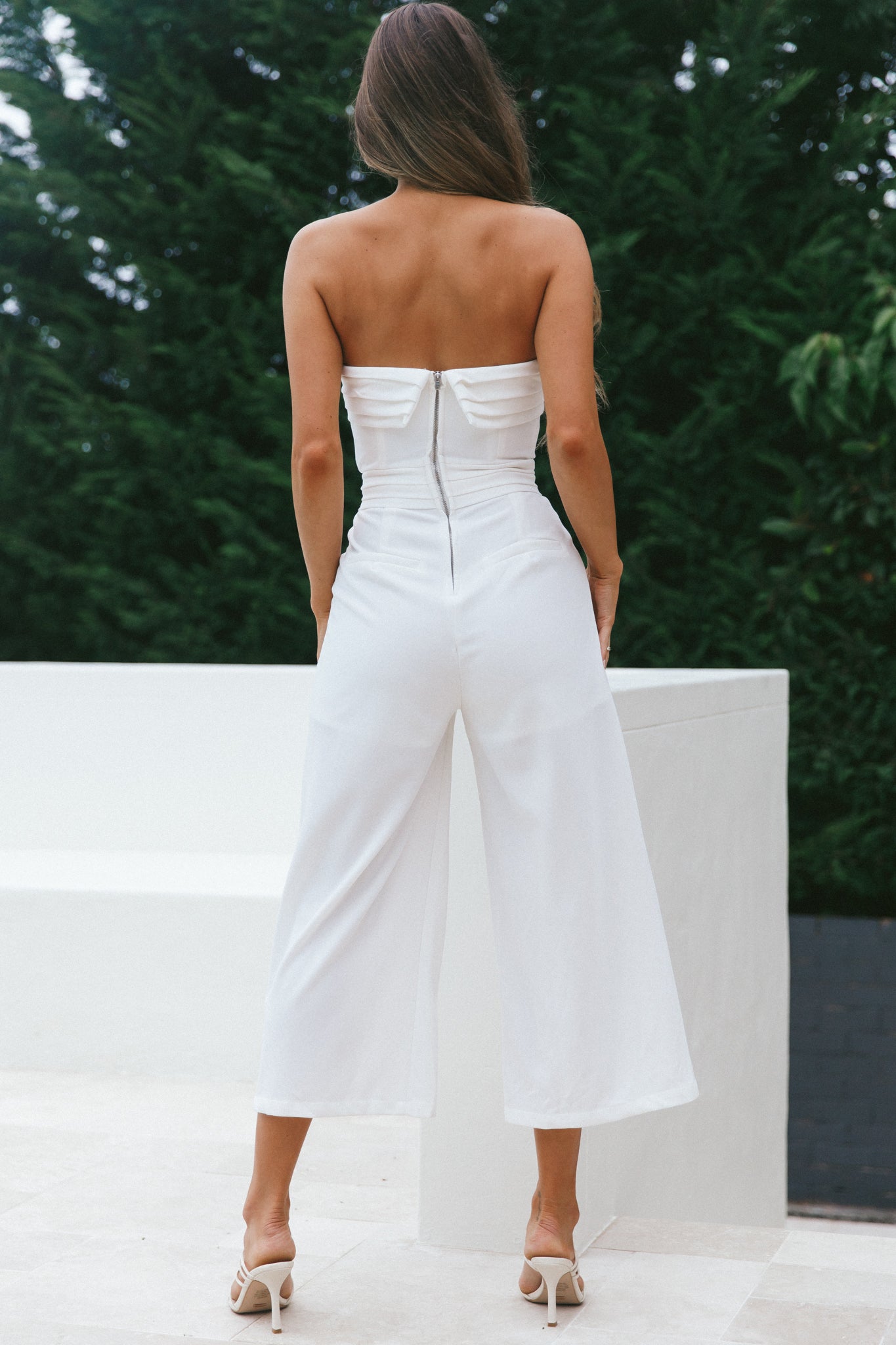 Charlotte Strapless Wide Leg Jumpsuit White