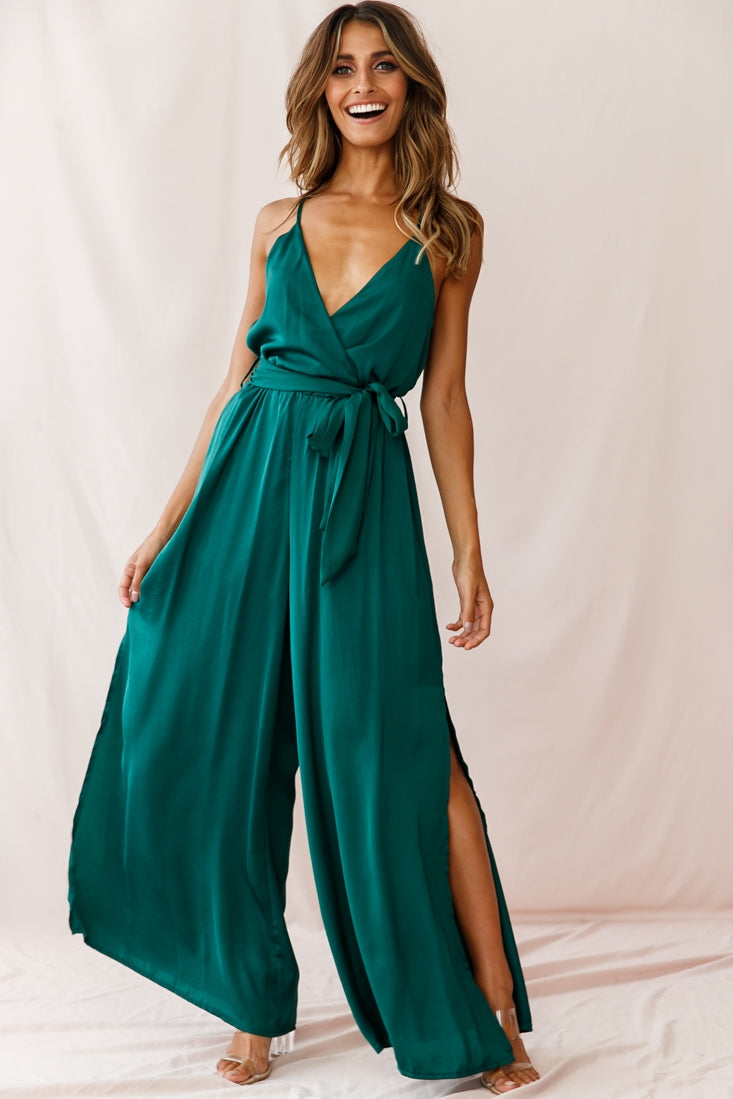 Charlotte Wide-Leg Cami Jumpsuit Forest Green