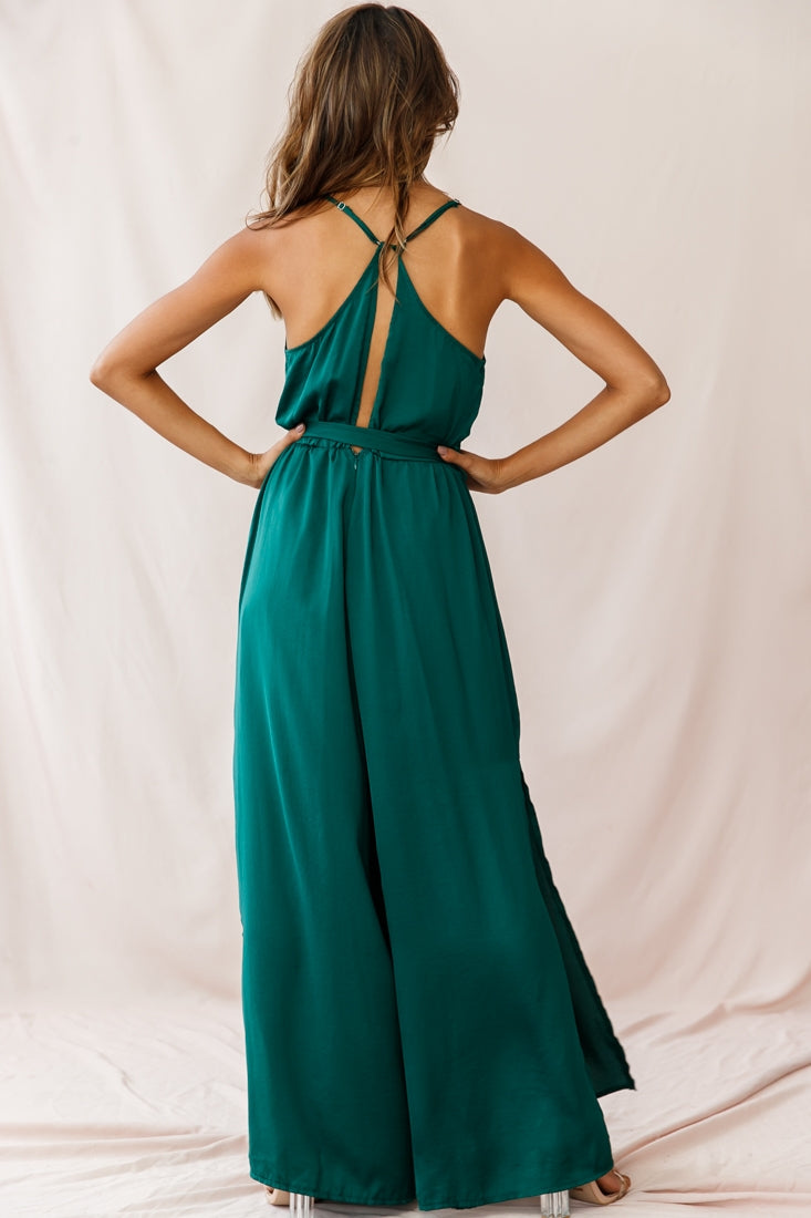 Charlotte Wide-Leg Cami Jumpsuit Forest Green