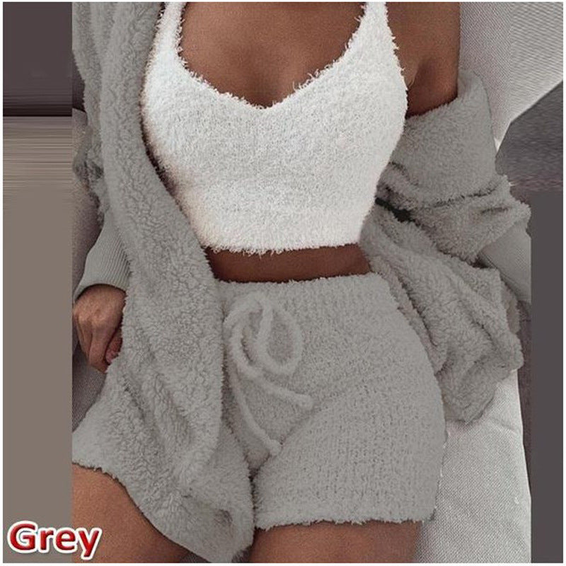 2022 New Winter Women's Velvet Pajamas 3 Pieces Suit S-3XL