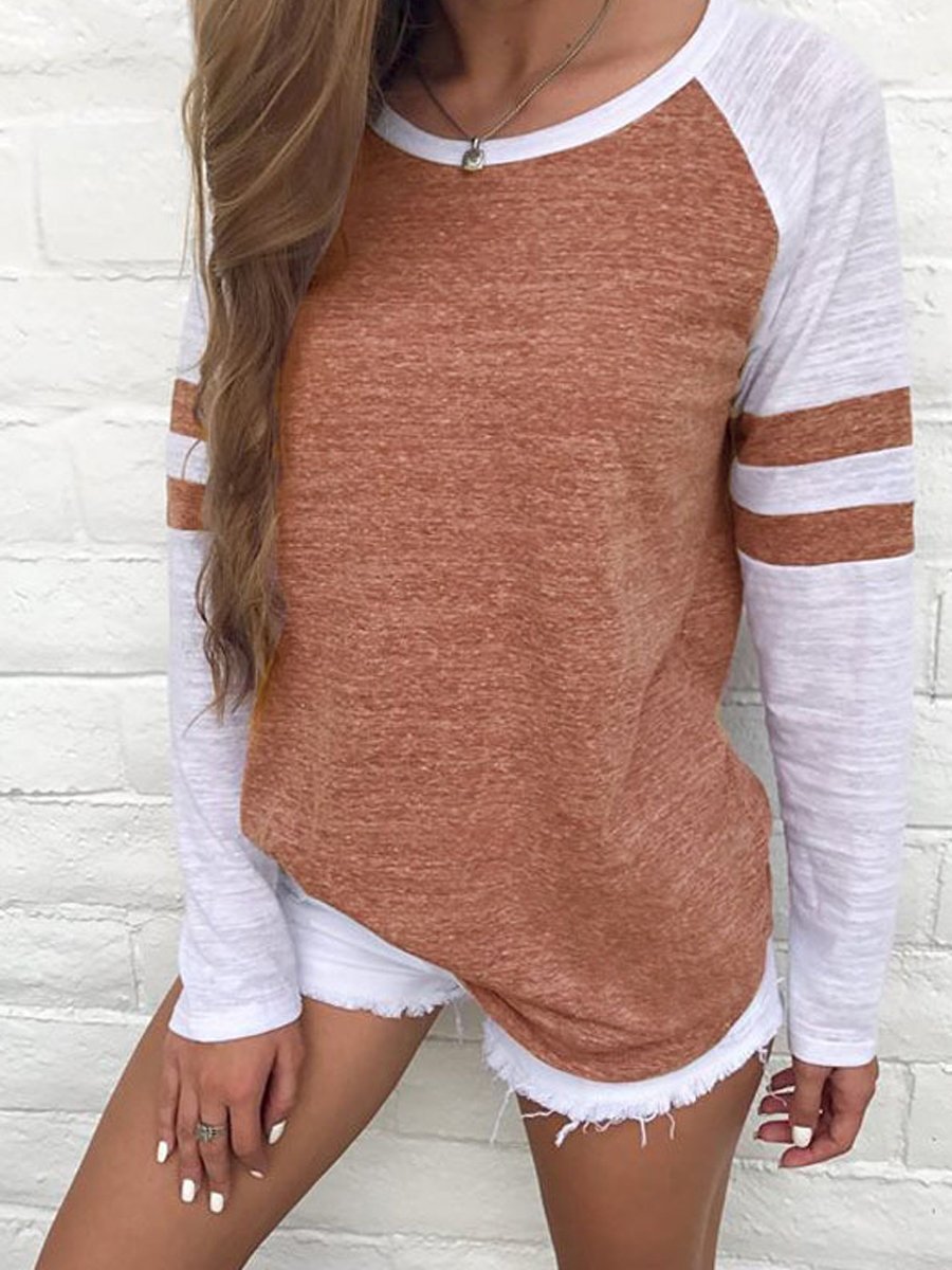 Women's Stylish Casual Patchwork Long Sleeve T-Shirt